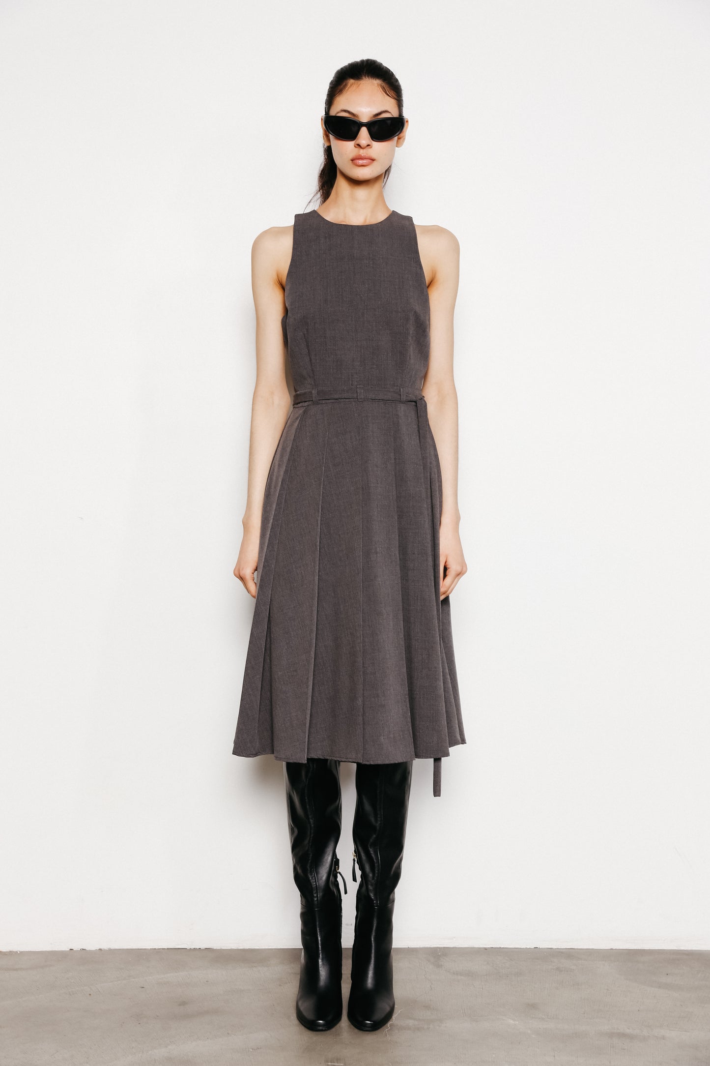 CHLOE PLEATED MIDI DRESS